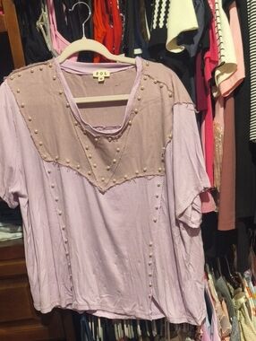 POL Lavender Pearl-Accent Women’s Top